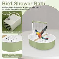 Parrot Automatic Bird Bath Tub Shower Fountain USB Electric Circulating Faucet Pet Large Bird Bathtub Cleaning Supplies
