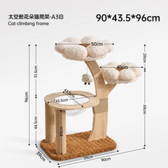 Small Space Saving Cat Tree All In One Cat Bed Mushroom Scratching Post Durable Warm Plush Climbing Tower For Indoor Apartment C