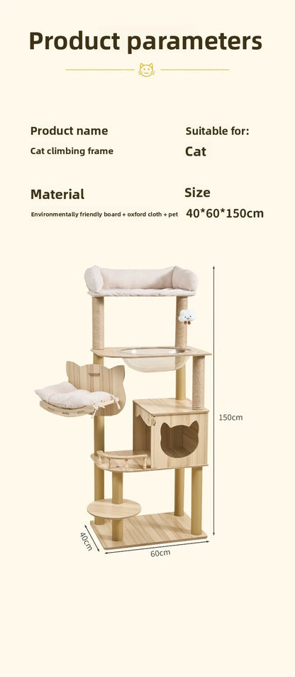 Large Wooden Cat Tree House