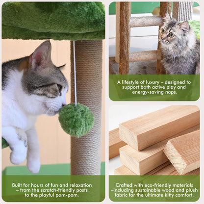 Medium Cat Tree Green Staircase