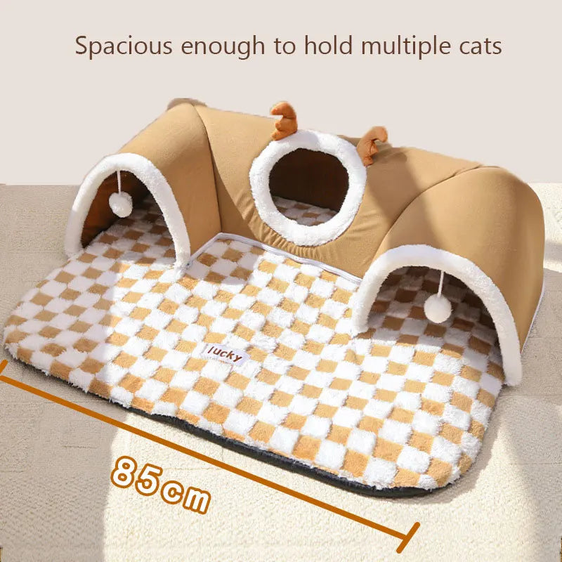 Autumn Winter Integrated Play & Sleep Cat Bed