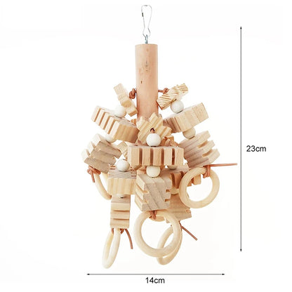 Natural Wooden Blocks Bird Chewing Toy