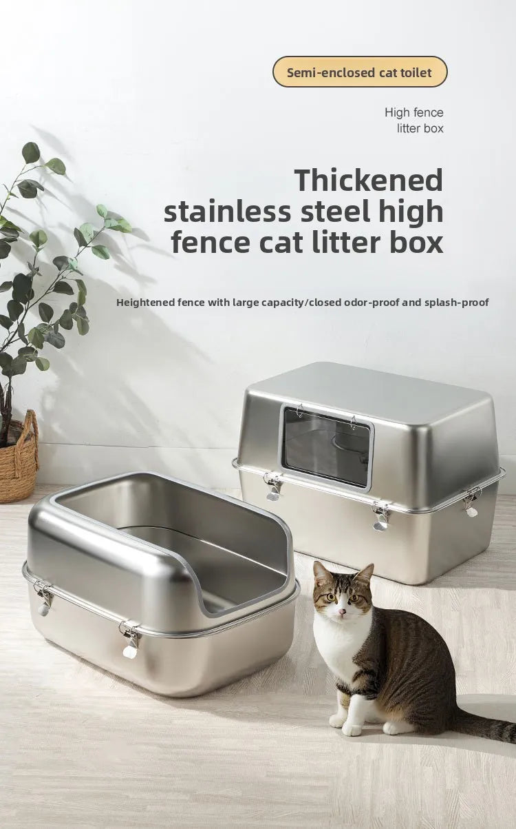 Extra Large Stainless Steel Cat Litter Box