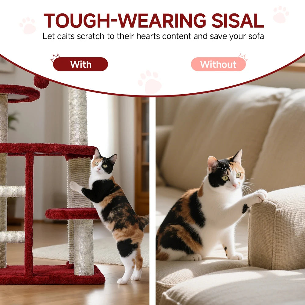 Medium Cat Tree Green Staircase