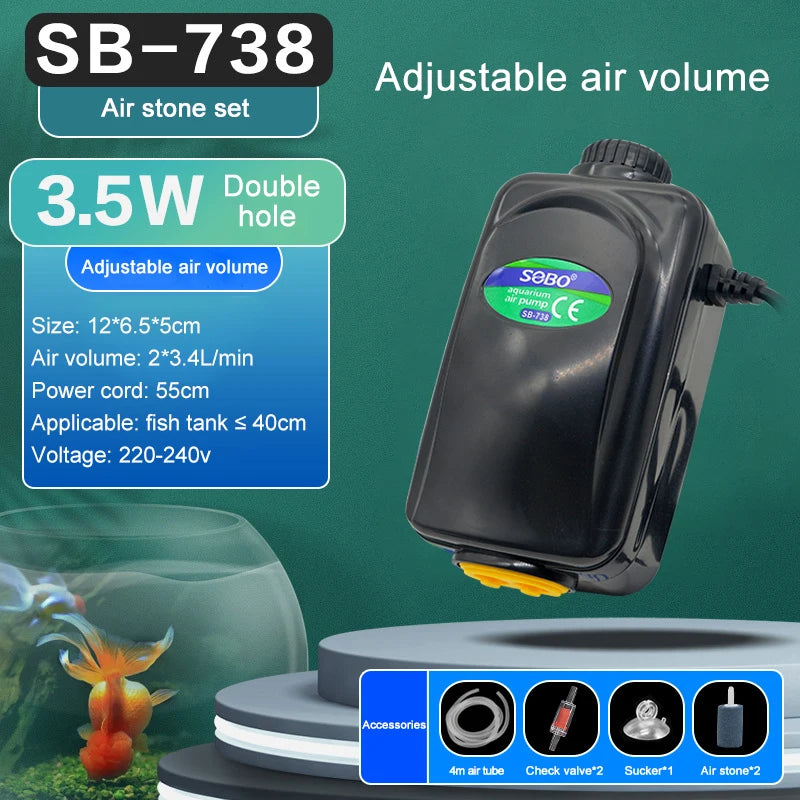 Silent Aquarium Oxygen Air Pump
