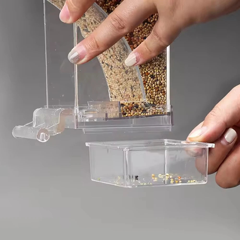 Anti-Spill Transparent Bird Food Box