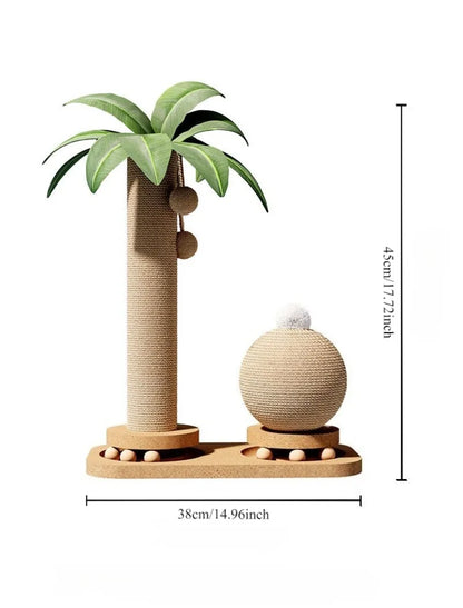 Coconut Wood Cat Tree with Turntable