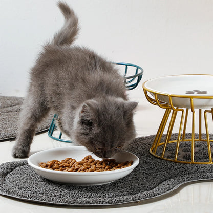 Food Water Bowls with Rack for Cats