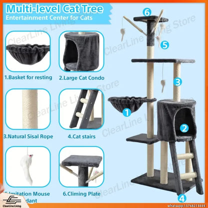 Large Multi-Tier Cat Tree with Cozy Beds