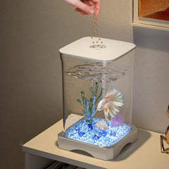 Fish Tank Acrylic Fish Bowl Reptile Terrarium Tank Small Goldfish Tank Multiuse for Home Desktop Living Room Office Turtle