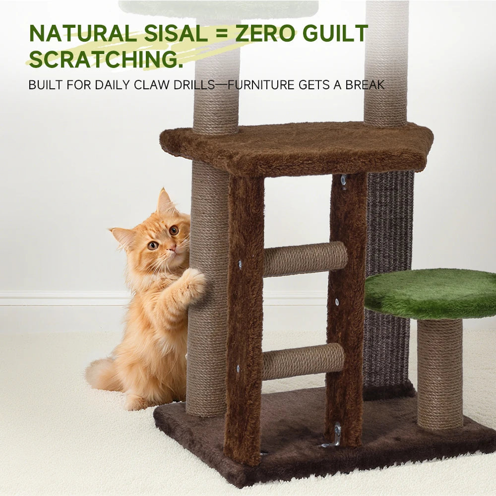 Medium Cat Tree Green Staircase