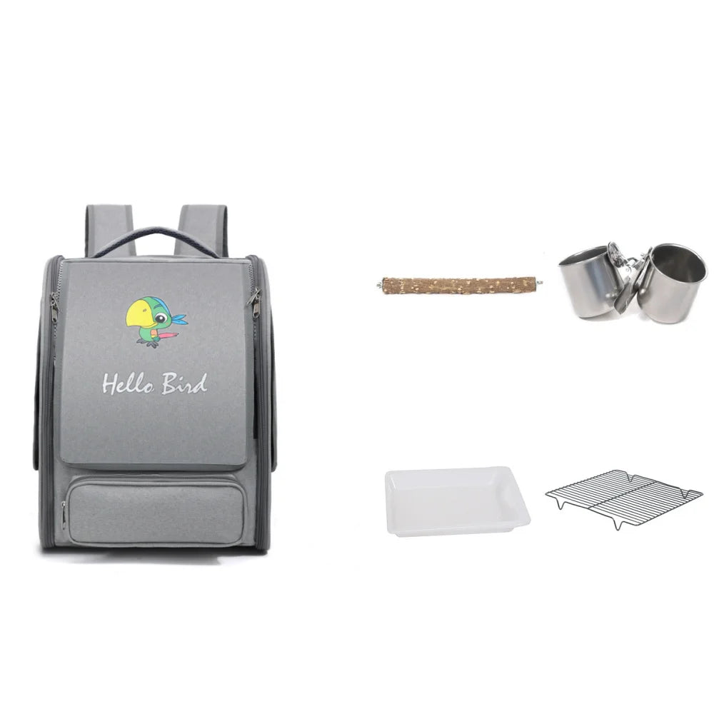 Bird Carrier with Perch and Tray