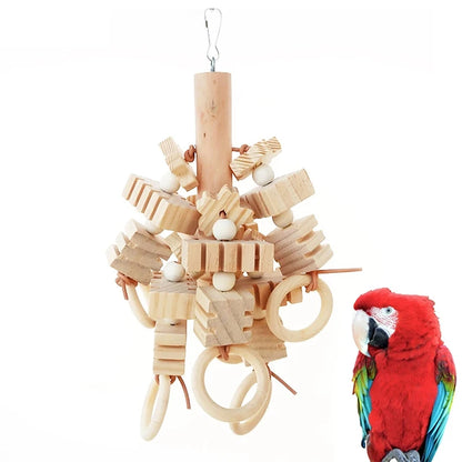 Natural Wooden Blocks Bird Chewing Toy