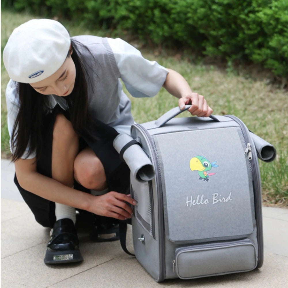 Bird Carrier with Perch and Tray