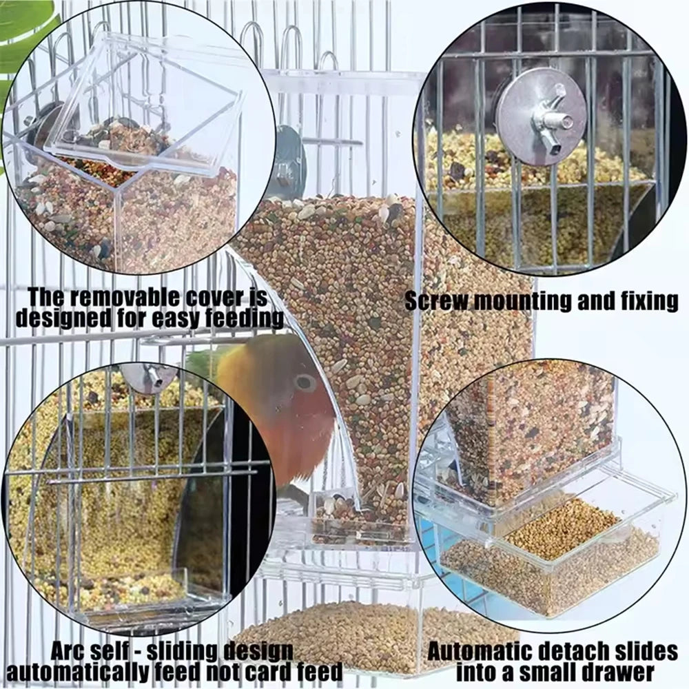 Anti-Spill Transparent Bird Food Box