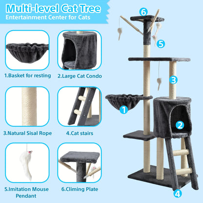 Large Multi-Tier Cat Tree with Cozy Beds