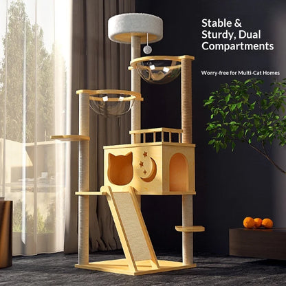 Large Solid Wood Cat Tree Tower
