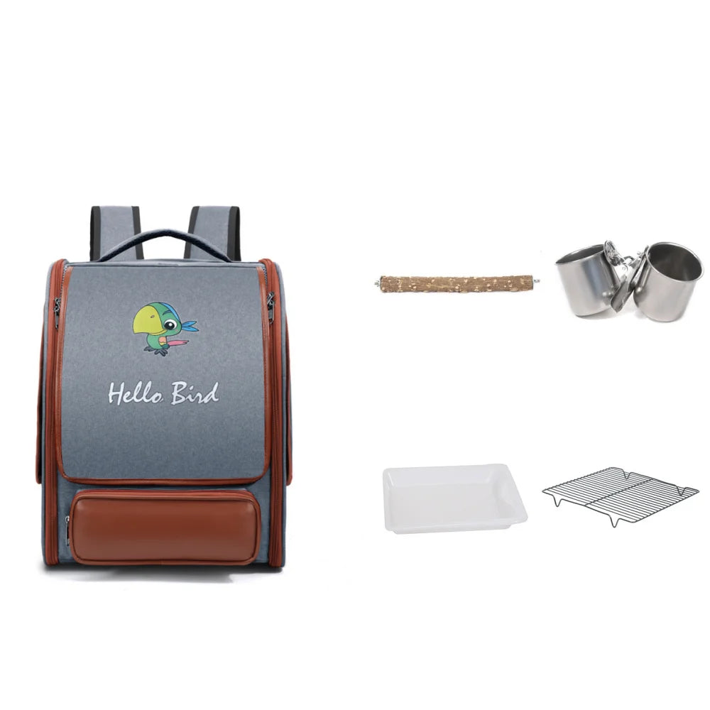 Bird Cage Bird Carrier with Perch and Tray for Parrots Parakeets Cockatiels Pets Travel,Portable Large space Bird Backpack Bag