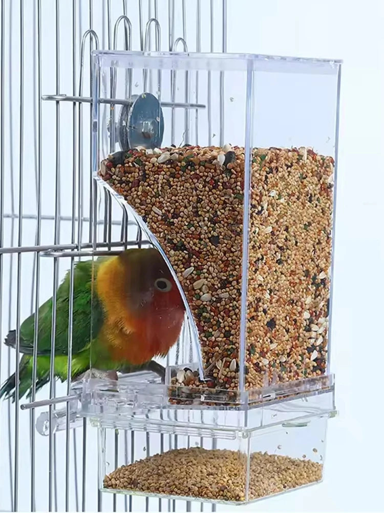 Anti-Spill Transparent Bird Food Box