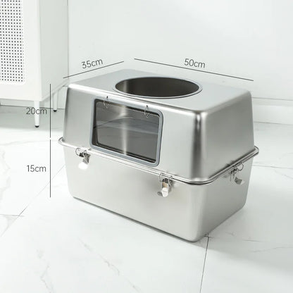 Extra Large Stainless Steel Cat Litter Box