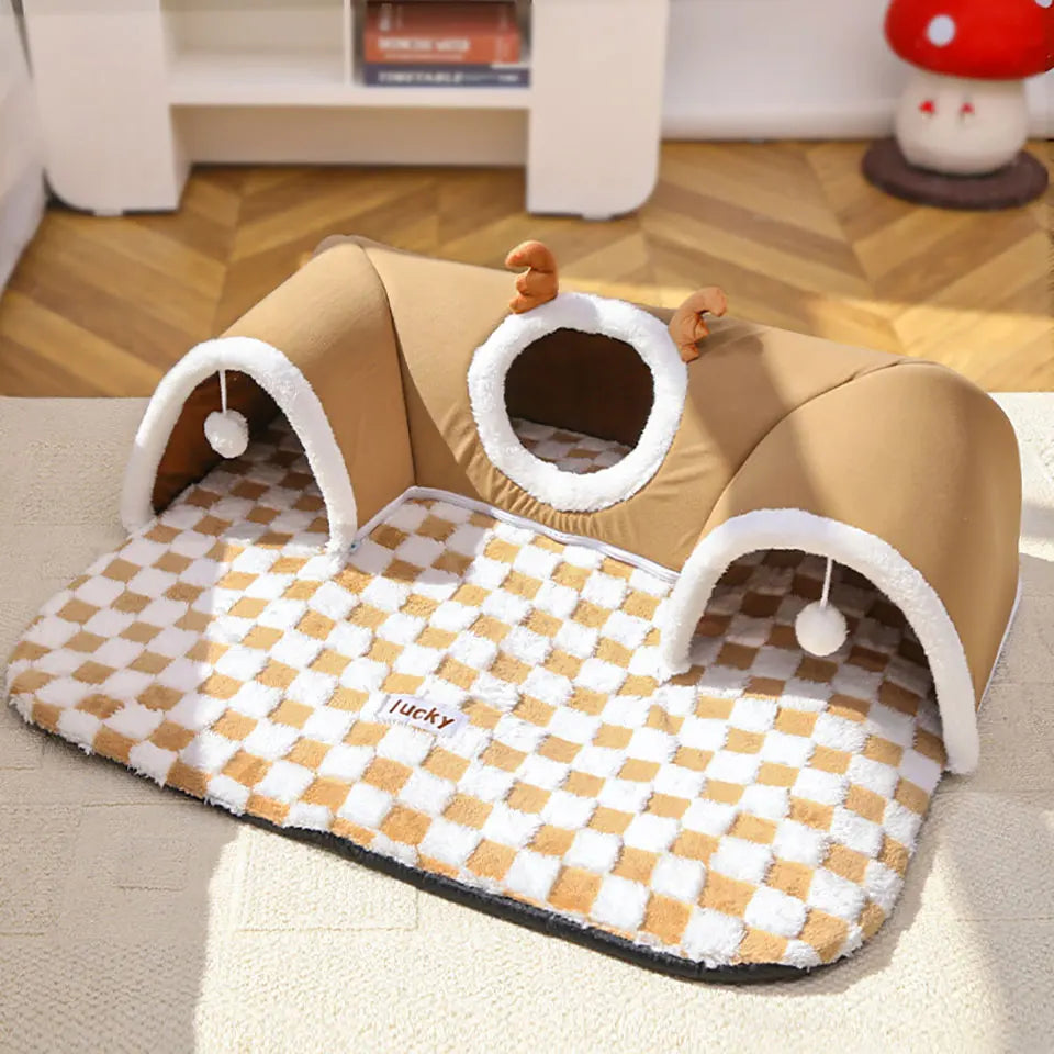 Autumn Winter Integrated Play & Sleep Cat Bed