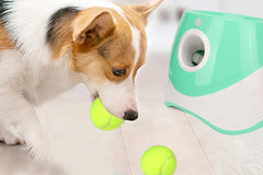 Dog Ball Launcher Thrower Automatic Tennis Fetch Throwing Machine with 3 Balls -Green