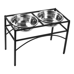 Dual Elevated Raised Pet Dog Puppy Feeder Bowl Stainless Steel Food Water Stand