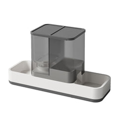 Grey 2-in-1 Automatic Pet Water and Food Dispenser - Gravity Feeder for Cats and Dogs