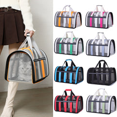 Size M Light Green And White Foldable Pet Carrier Bag - Lightweight, Breathable, and Spacious for All Seasons