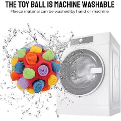 Pink Ball And Colorful Strips Of Fabric Interactive Pet Snuffle Ball - Treat-Dispensing Toy for Dogs and Cats, 20 cm TPR and Felt Fabric for Mental Stimulation