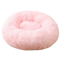Pink 50cm Cozy Round Pet Bed - Plush Cat & Dog Bed with Non-Slip Base, Machine Washable