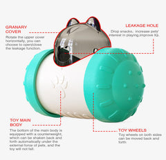 Pet Tumbler Treat Dispenser Ball,Interactive Feeding Toy for Dogs and Cats(Blue and White)