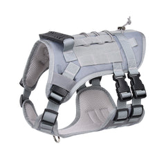 Gray Tactical Dog Training Harness - Adjustable Vest for Training and Walking - S