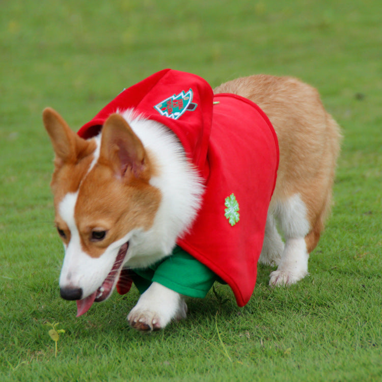 Christmas Dog Costume - Festive Hooded Cape & Green Jumpsuit Outfit (Size : 6XL)