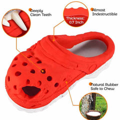 Size S Blue Tough Slipper Dog Chew Toy - Natural Rubber Treat Dispenser & Teeth Cleaner for Interactive Play & Boredom Relief