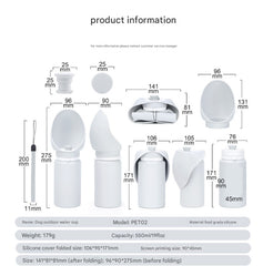 Grey Portable Pet Dog Water Bottle 550ml - Foldable Food-Grade Silicone Travel Drinker with Leak-Proof Dispenser