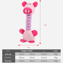 2-Piece Blue Long Neck Plush Dog Toy - Interactive Chew & Cuddle Toy for Puppies