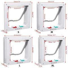 Secure 4-Way Locking Pet Door for Cats & Small Dogs - Easy Access Flap for Doors, Walls & Glass(Size XL)