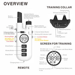 Professional 2-in-1 Dog Training & Anti-Bark Collar with Remote - Rechargeable, 3 Modes & 0-99 Levels(white)