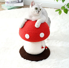 Red Mushroom Cat Tree with Sisal Scratching Post - Large Vertical Cat Climber, Durable Scratch-Resistant Design with Hanging Toys, Stylish Home Decor for Indoor Cats(340mm*280mm)