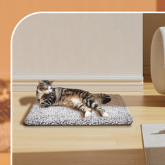70 x 50 CM Self-Warming Thermal Pet Fluffy Mat with Machine Washable & Removable Zippered Cover - Waterproof Soft Cotton Fleece Bed for Dogs & Cats
