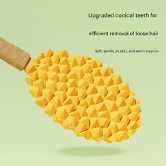 2-piece Green and Yellow Pet Durian Massage Grooming Brush - TPR Double-Sided Deshedding Comb for Cats Dogs - Gentle Pet SPA Grooming Tool