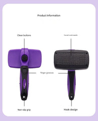 Blue Pet Grooming Brush - Large Self-Cleaning Deshedding Tool for Cats and Dogs