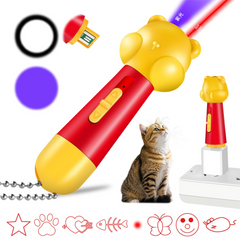 Purple Bear Laser Cat Toy Set - 2 Piece USB Rechargeable Multi Pattern Laser Pointer with UV and White Light for Cats