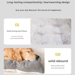 Grey Large Plush Dog Bed - Extra Thick Winter Warmth, Machine Washable & Non-Slip Pet Mat for Large Dogs (90cm)