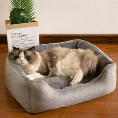 60x45x15CM Grey Premium Plush Pet Bed and Cozy Cushion Mat with Removable Flannel Cover & Non-Slip Waterproof Oxford Bottom for Cats Dogs Car & Home Universal Use