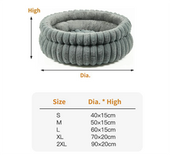 Coffee Plush Round Pet Bed with Gap Entry & Removable Cushion S Size - Thickened Warm Anti Slip Cats and Dogs Donut Nest for All Seasons, Cozy and Soft Sleeping Bed for Home Use, L Size 60*60*15CM