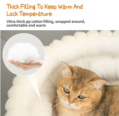 Coffee Plush Round Pet Bed with Gap Entry & Removable Cushion S Size - Thickened Warm Anti Slip Cats and Dogs Donut Nest for All Seasons, Cozy and Soft Sleeping Bed for Home Use, XL Size 70*70*20CM