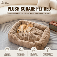 Brown Bubble Plush Pet Sofa Bed with Removable Cushion M Size 70*55*23 cm – Ultra-Soft Winter Thickened Warm Pet Nest with Raised Bolster Edges, Washable Plush Cover and Non-Slip Base, Cozy and Soft Sleeping Space for Dog & Cat Home Use