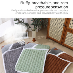 2-piece L size Green Pet Winter Comfort Bundle – 70*55cm Plush Pet Blanket and 60*40cm Thickened Pet Sleeping Bed Set for Dogs and Cats, Double-Sided Warm Blanket with Soft Plush Bed Cushion